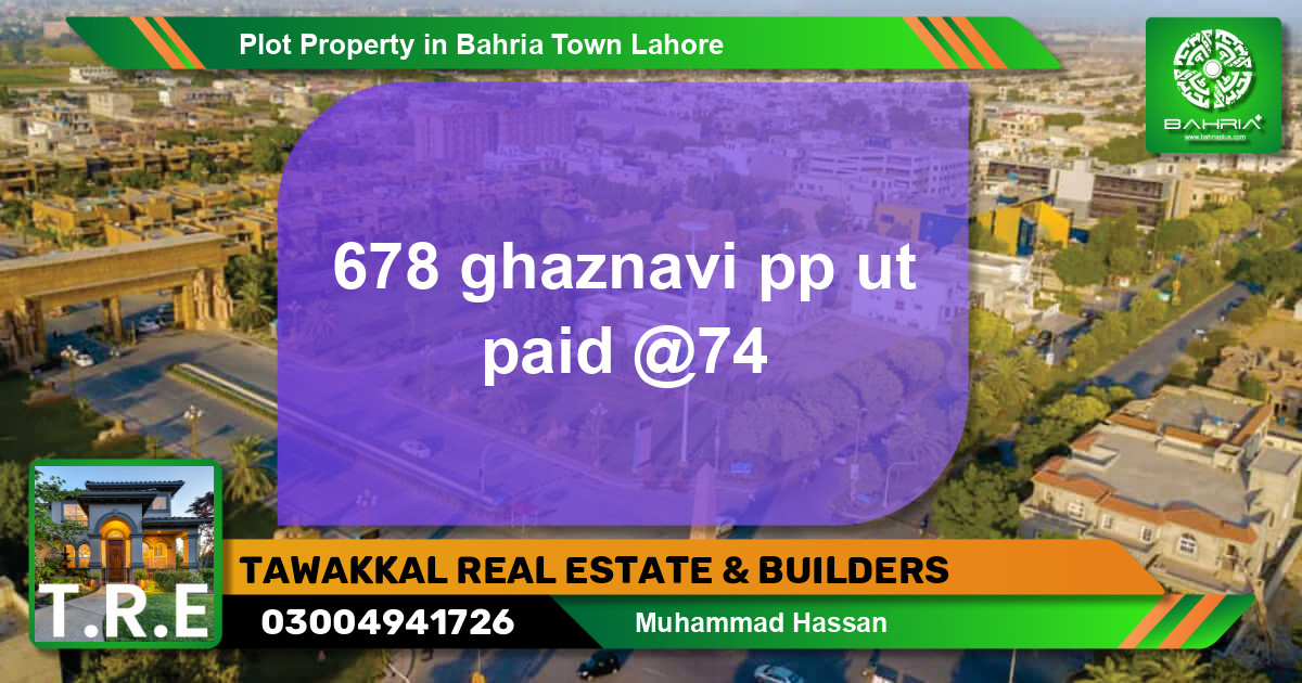 Residential Plot for Sale in Bahria Town, Lahore - (BP-43017)