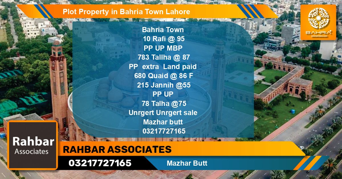 Residential Plot for Sale in Bahria Town, Lahore - (BP-43032)