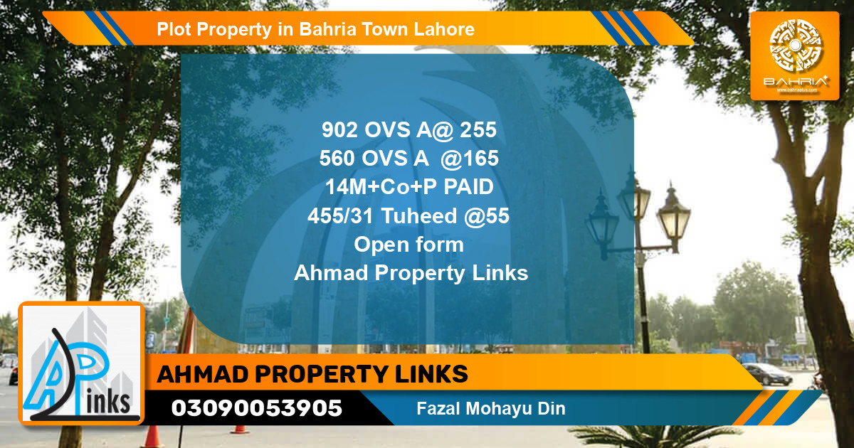 Residential Plot for Sale in Bahria Town, Lahore - (BP-43044)
