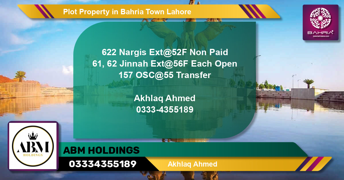 Residential Plot for Sale in Bahria Town, Lahore - (BP-43051)