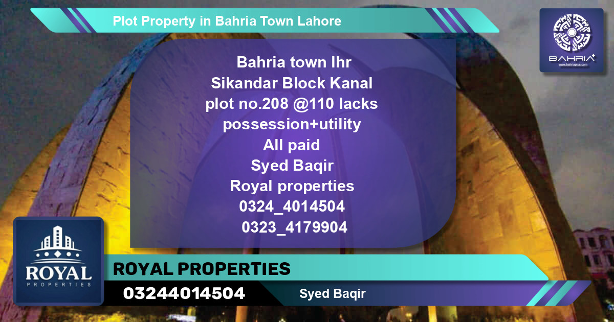 Residential Plot for Sale in Bahria Town, Lahore - (BP-43103)