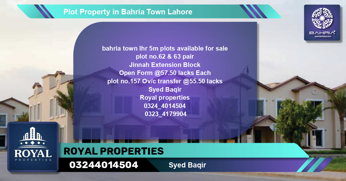 Residential Plot for Sale in Bahria Town, Lahore - (BP-43105)