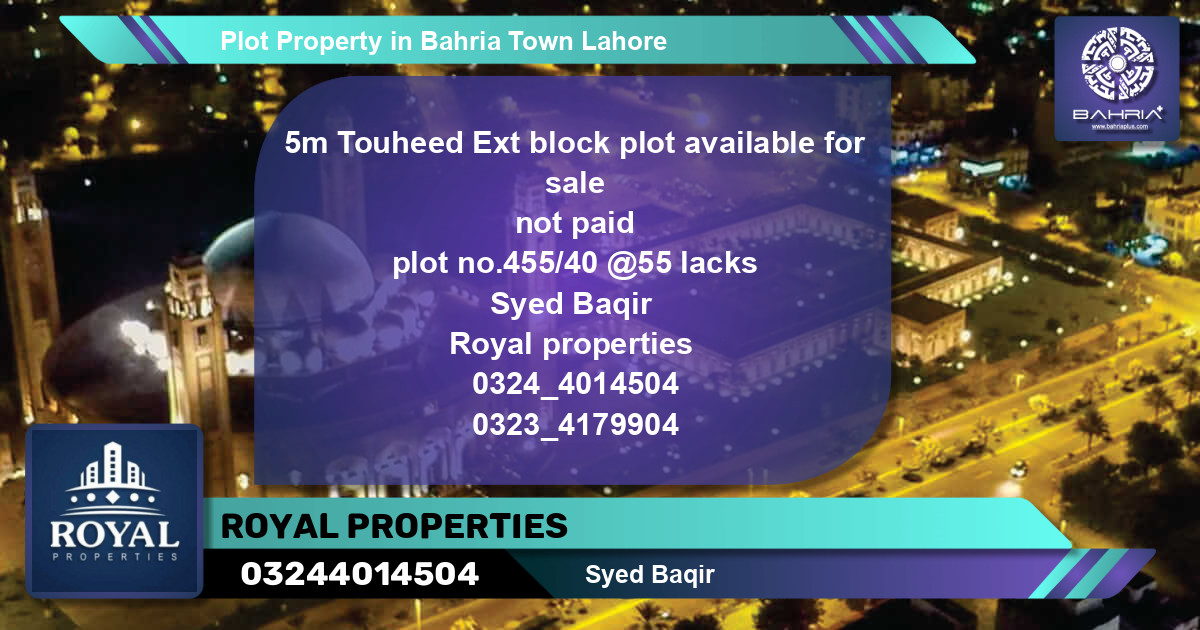 Residential Plot for Sale in Bahria Town, Lahore - (BP-43107)