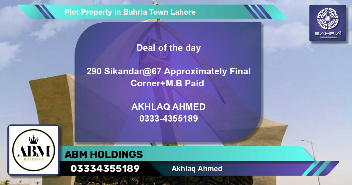 Residential Plot for Sale in Bahria Town, Lahore - (BP-43110)