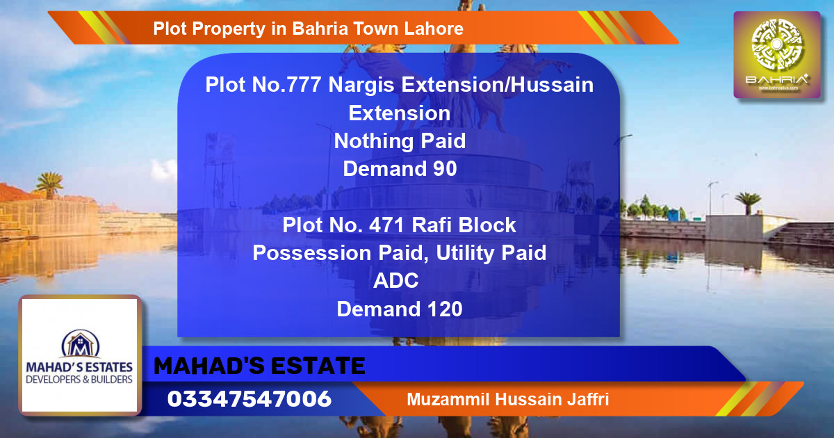 Residential Plot for Sale in Bahria Town, Lahore - (BP-43134)