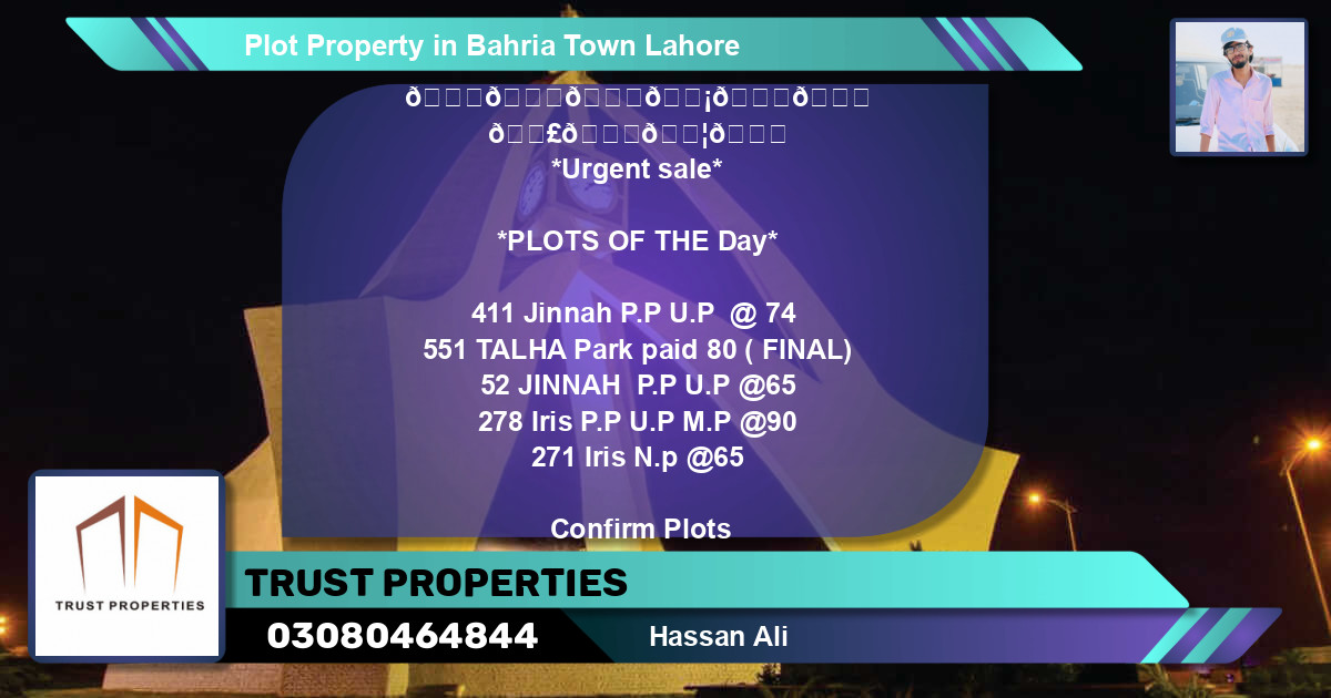 Residential Plot for Sale in Bahria Town, Lahore - (BP-43150)