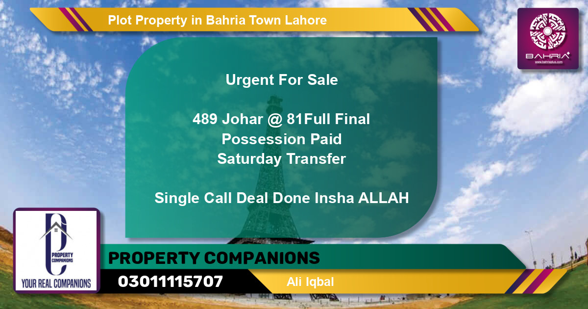 Residential Plot for Sale in Bahria Town, Lahore - (BP-43159)