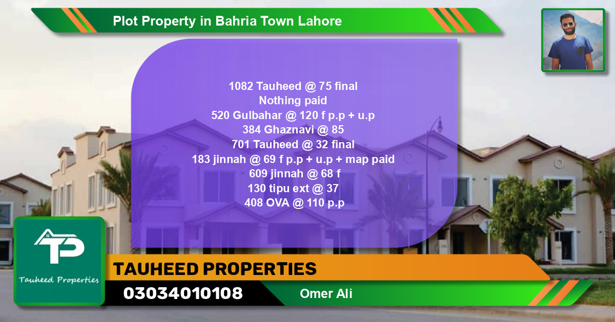 Residential Plot for Sale in Bahria Town, Lahore - (BP-43179)