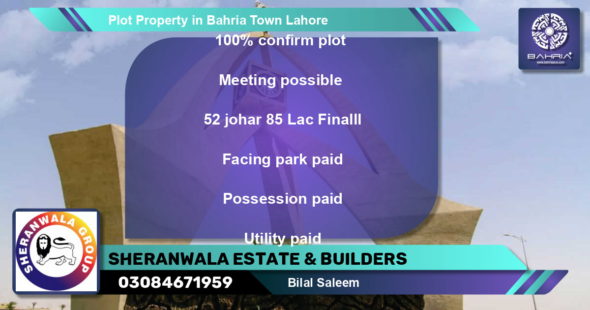 Residential Plot for Sale in Bahria Town, Lahore - (BP-43189)