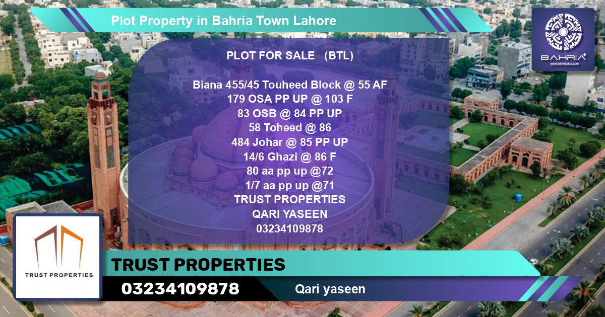 Residential Plot for Sale in Bahria Town, Lahore - (BP-43214)