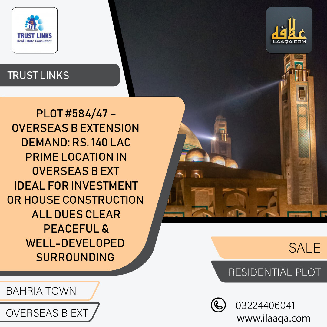 10 Marla Residential Plot for Sale in Overseas B Ext -  Bahria Town, Lahore - (BP-432274)