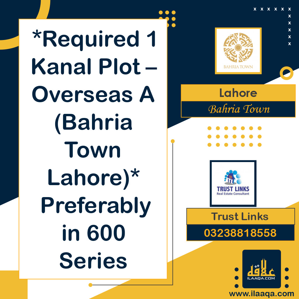 1 Kanal Required Residential Plot in Bahria Town, Lahore - (BP-432288)
