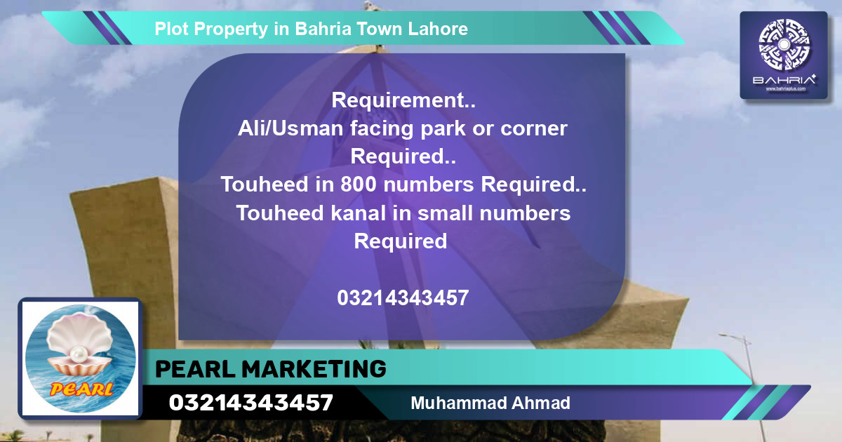 Residential Plot for Sale in Bahria Town, Lahore - (BP-43233)
