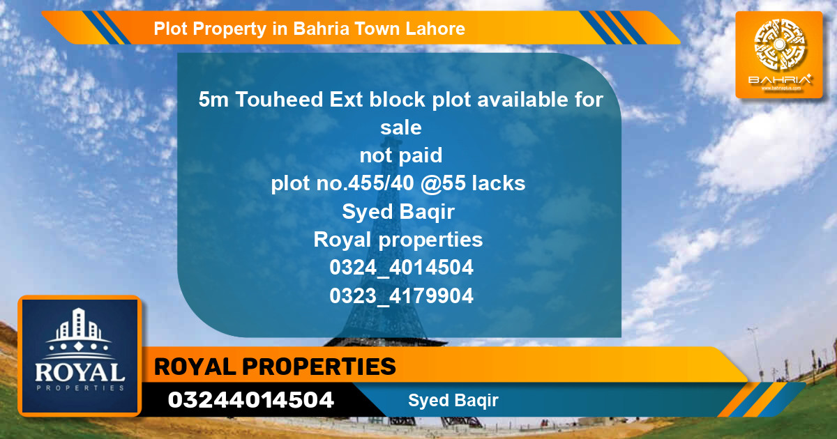 Residential Plot for Sale in Bahria Town, Lahore - (BP-43250)