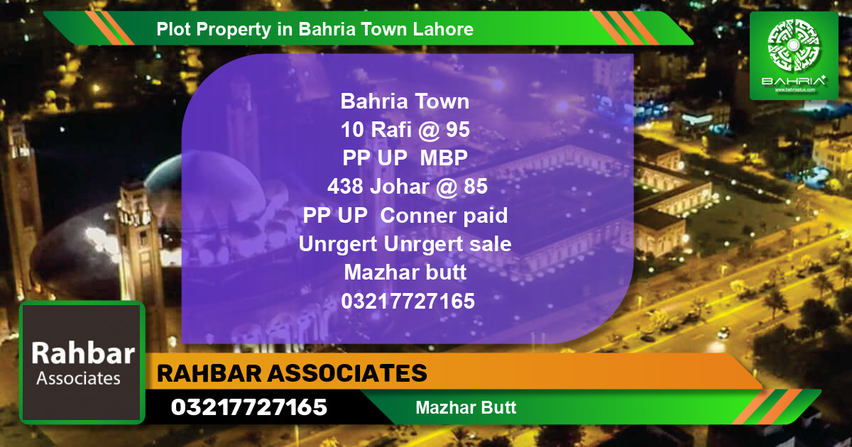 Residential Plot for Sale in Bahria Town, Lahore - (BP-43350)