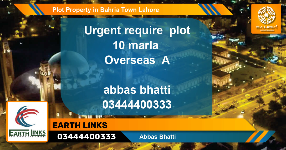 Residential Plot for Sale in Bahria Town, Lahore - (BP-43359)