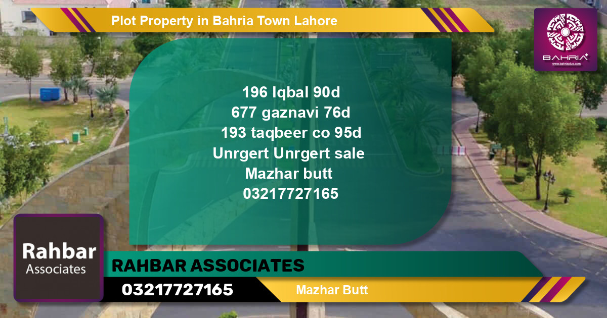 Residential Plot for Sale in Bahria Town, Lahore - (BP-43362)