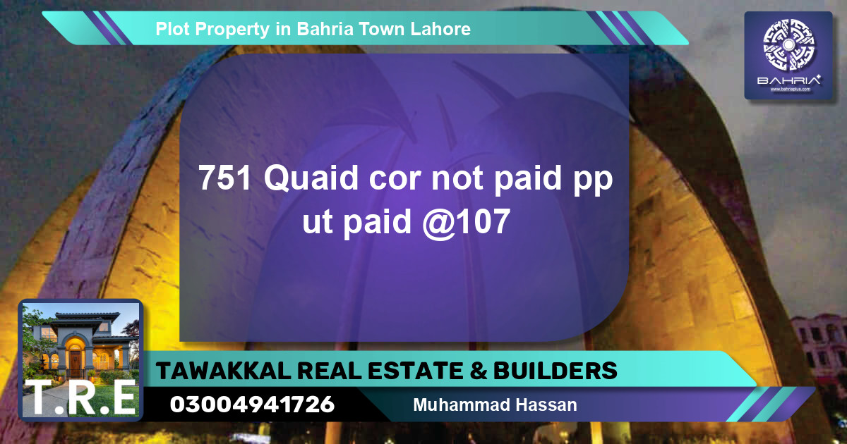 Residential Plot for Sale in Bahria Town, Lahore - (BP-43392)