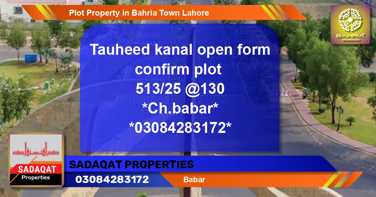 Residential Plot for Sale in Bahria Town, Lahore - (BP-43429)