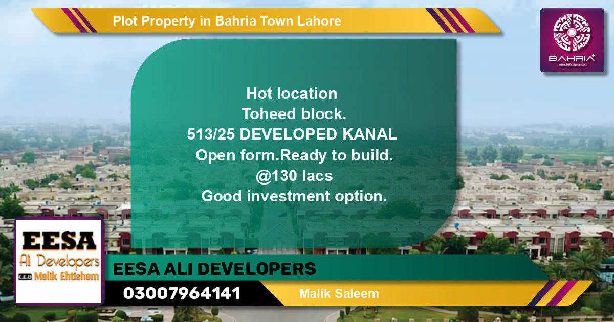 Residential Plot for Sale in Bahria Town, Lahore - (BP-43437)