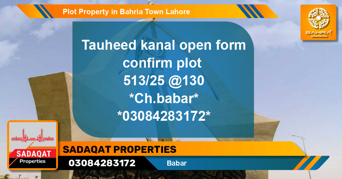 Residential Plot for Sale in Bahria Town, Lahore - (BP-43439)