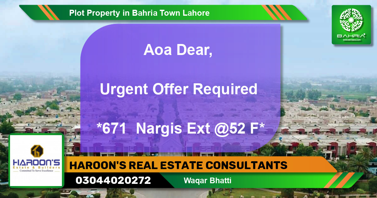 Residential Plot for Sale in Bahria Town, Lahore - (BP-43467)