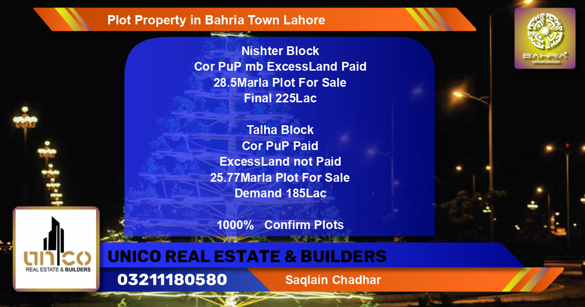 Residential Plot for Sale in Bahria Town, Lahore - (BP-43474)