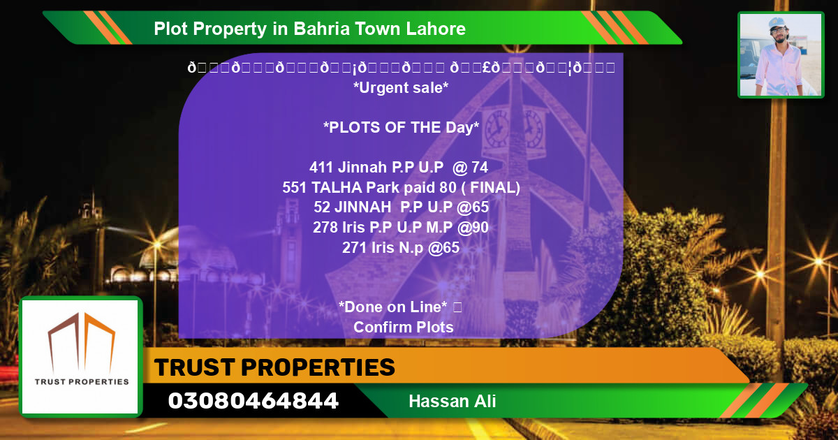 Residential Plot for Sale in Bahria Town, Lahore - (BP-43478)