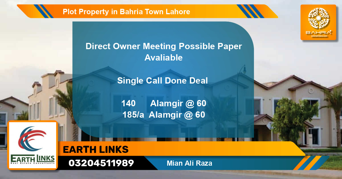Residential Plot for Sale in Bahria Town, Lahore - (BP-43488)