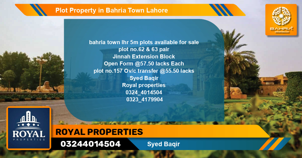 Residential Plot for Sale in Bahria Town, Lahore - (BP-43495)