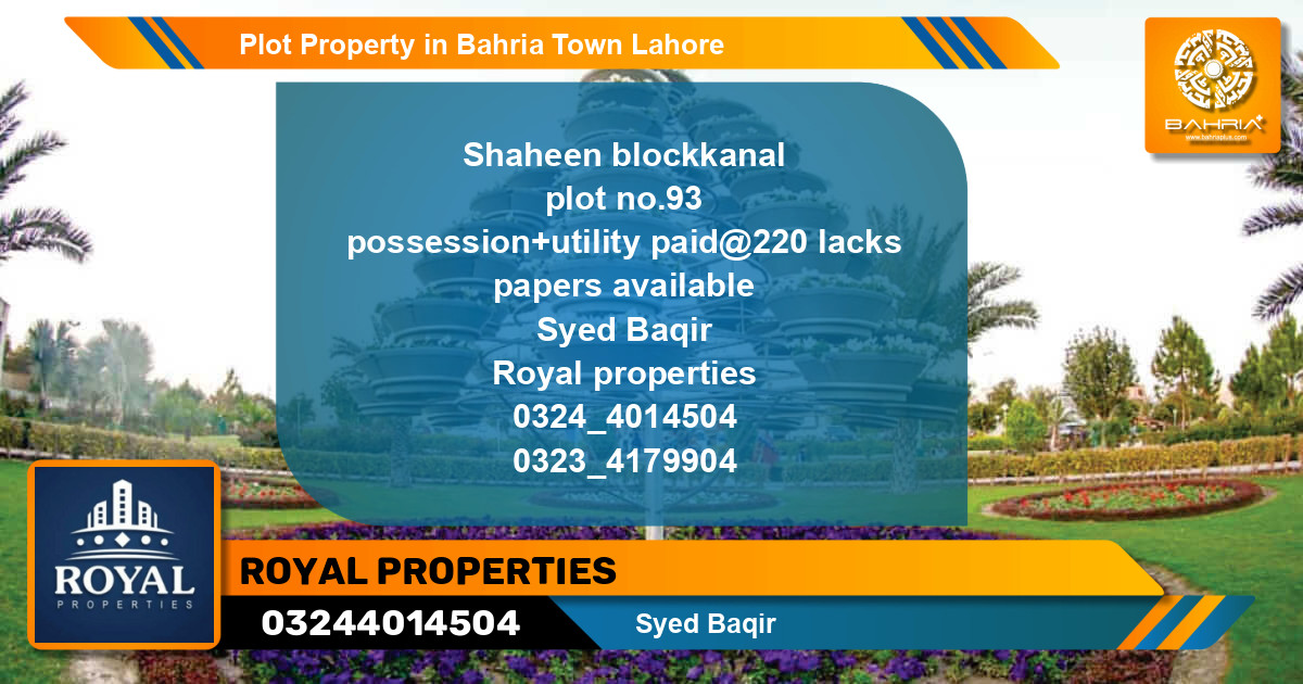 Residential Plot for Sale in Bahria Town, Lahore - (BP-43497)