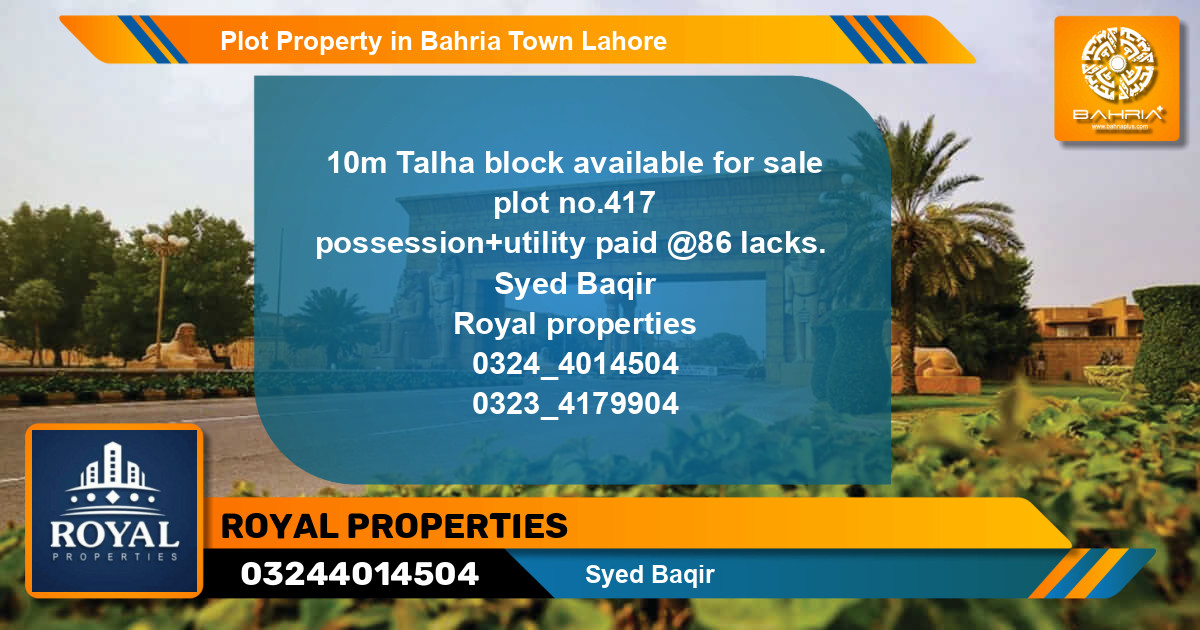 Residential Plot for Sale in Bahria Town, Lahore - (BP-43508)