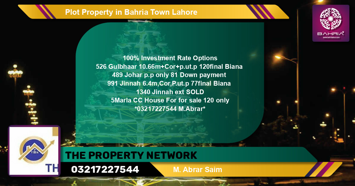 Residential Plot for Sale in Bahria Town, Lahore - (BP-43513)