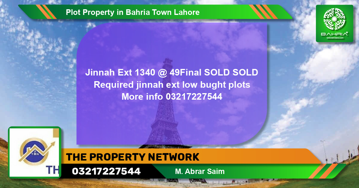 Residential Plot for Sale in Bahria Town, Lahore - (BP-43514)