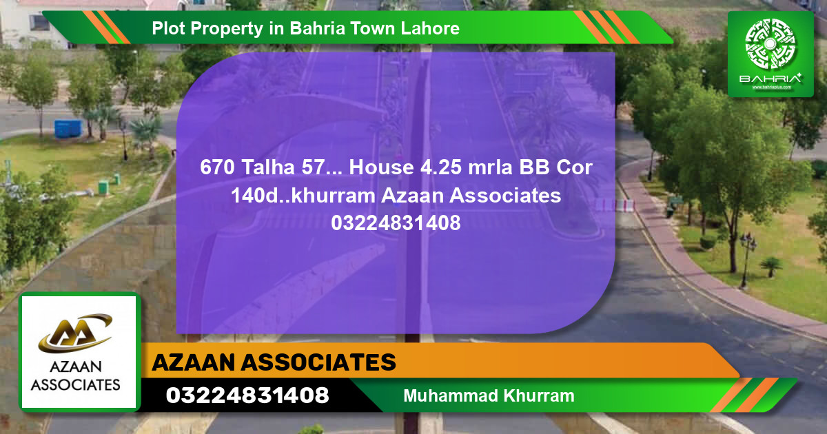 Residential Plot for Sale in Bahria Town, Lahore - (BP-43532)