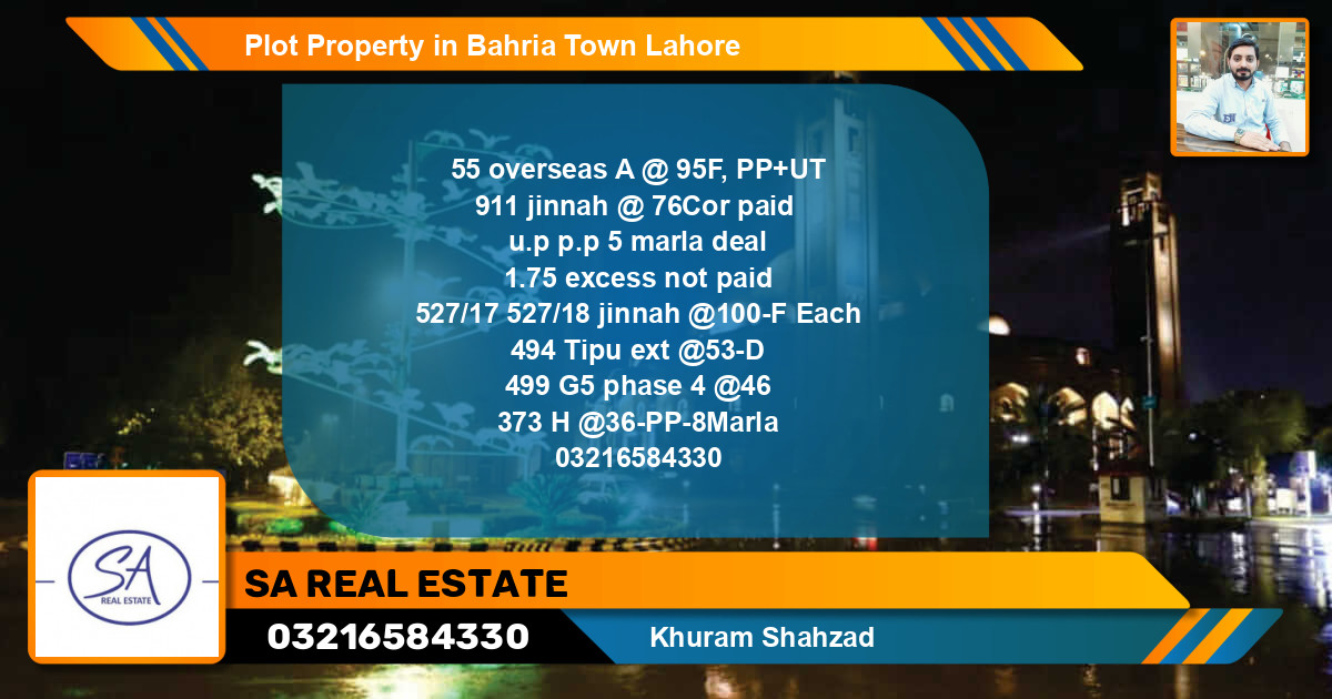 Residential Plot for Sale in Bahria Town, Lahore - (BP-43546)