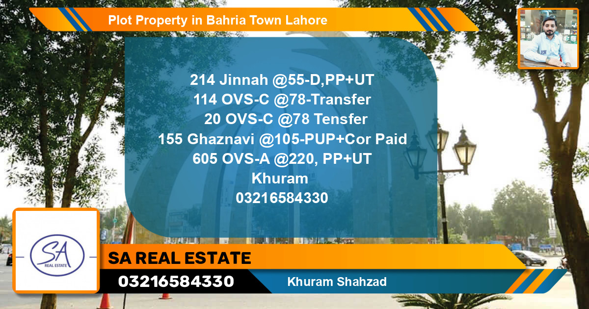 Residential Plot for Sale in Bahria Town, Lahore - (BP-43547)