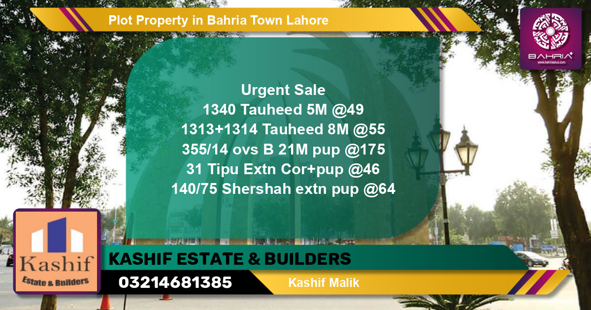 Residential Plot for Sale in Sector F - Tauheed Block -  Bahria Town, Lahore - (BP-43551)