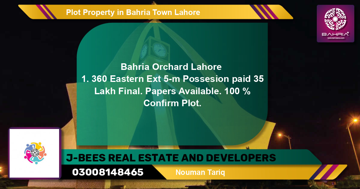 Residential Plot for Sale in Bahria Town, Lahore - (BP-43577)