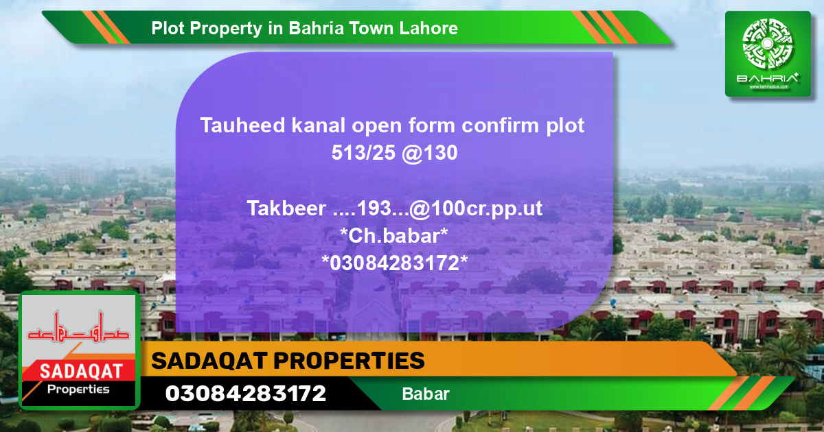 Residential Plot for Sale in Bahria Town, Lahore - (BP-43602)