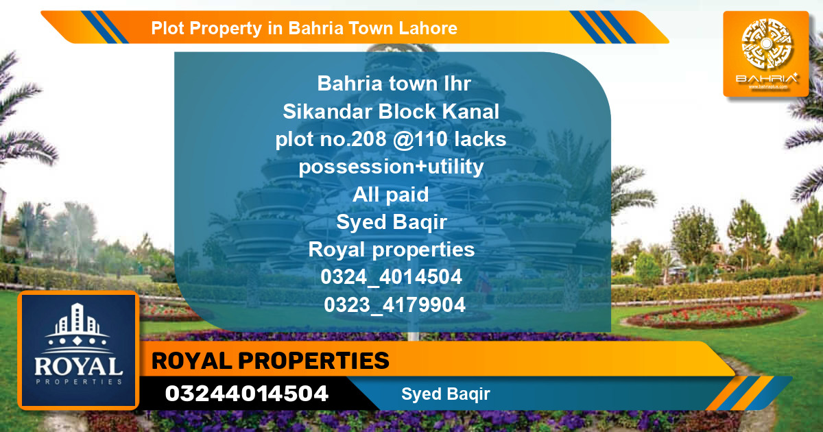 Residential Plot for Sale in Bahria Town, Lahore - (BP-43626)