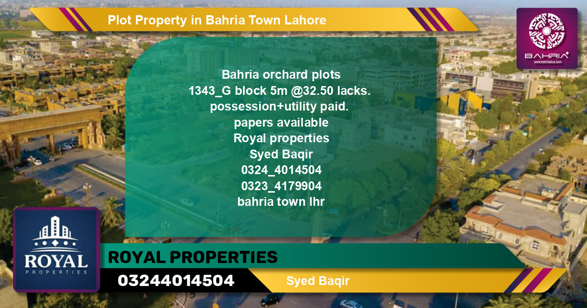 Residential Plot for Sale in Bahria Town, Lahore - (BP-43631)