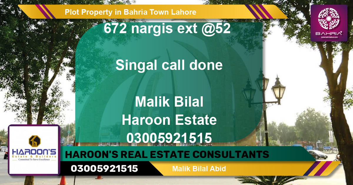 Residential Plot for Sale in Bahria Town, Lahore - (BP-43637)