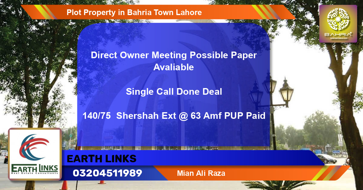 Residential Plot for Sale in Bahria Town, Lahore - (BP-43642)