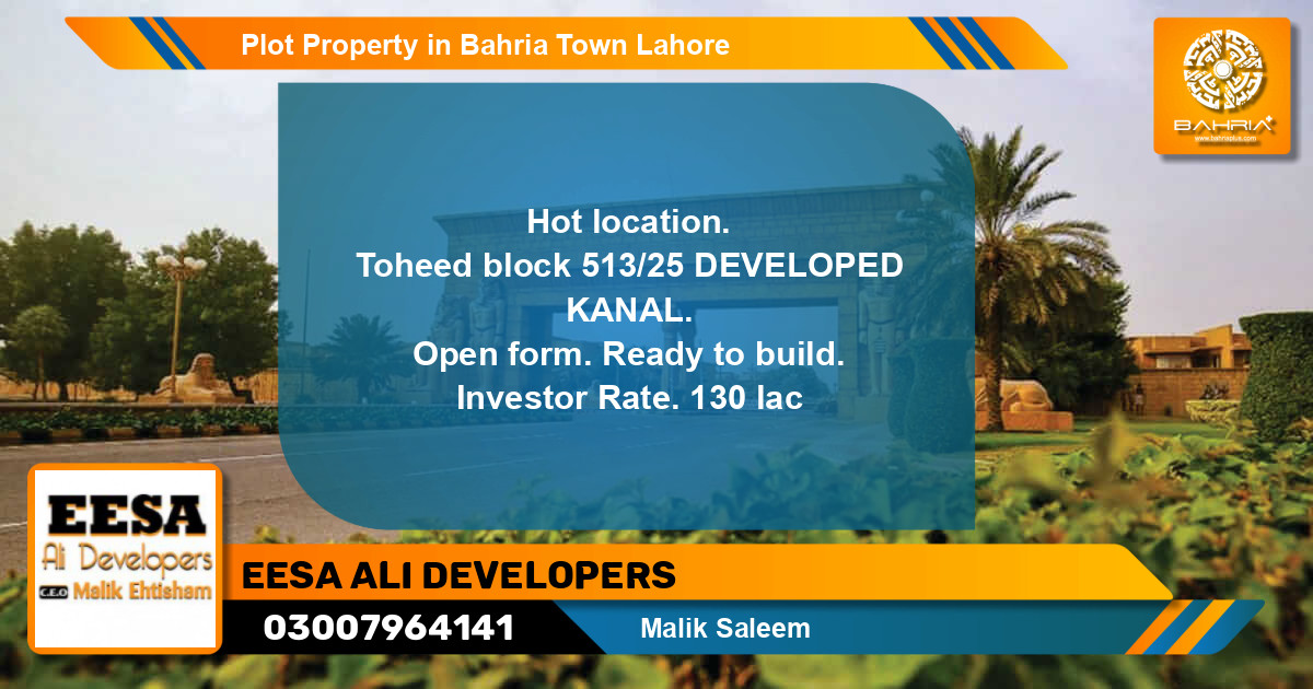 Residential Plot for Sale in Bahria Town, Lahore - (BP-43644)