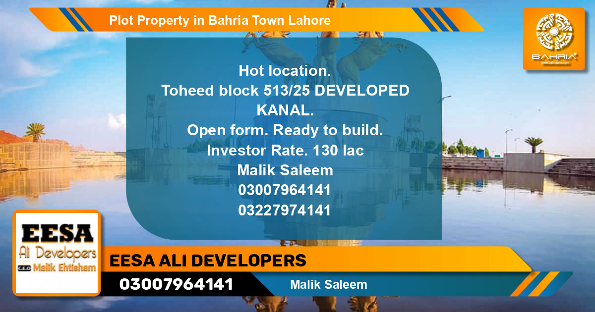 Residential Plot for Sale in Bahria Town, Lahore - (BP-43645)