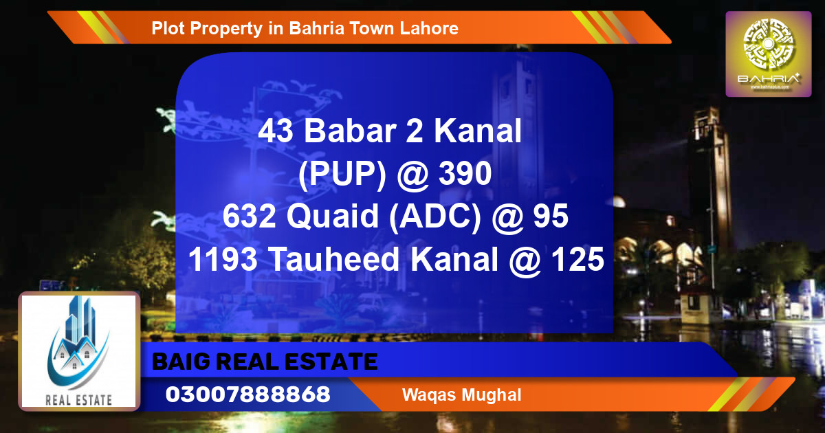 Residential Plot for Sale in Bahria Town, Lahore - (BP-43689)