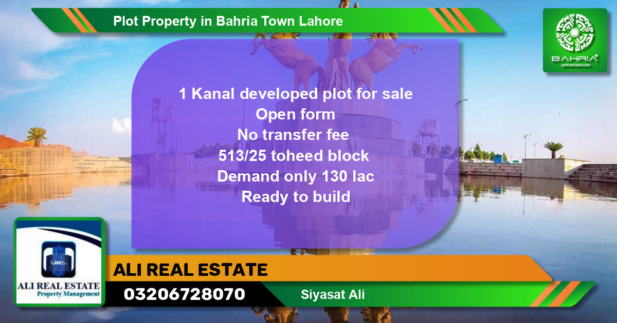 Residential Plot for Sale in Bahria Town, Lahore - (BP-43694)