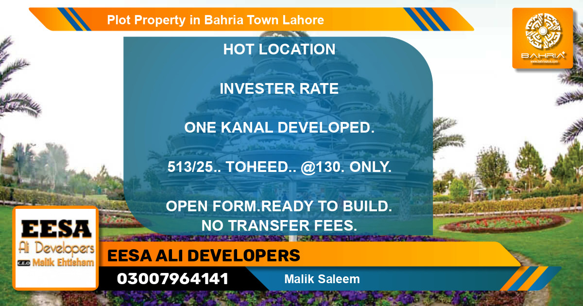 Residential Plot for Sale in Bahria Town, Lahore - (BP-43711)
