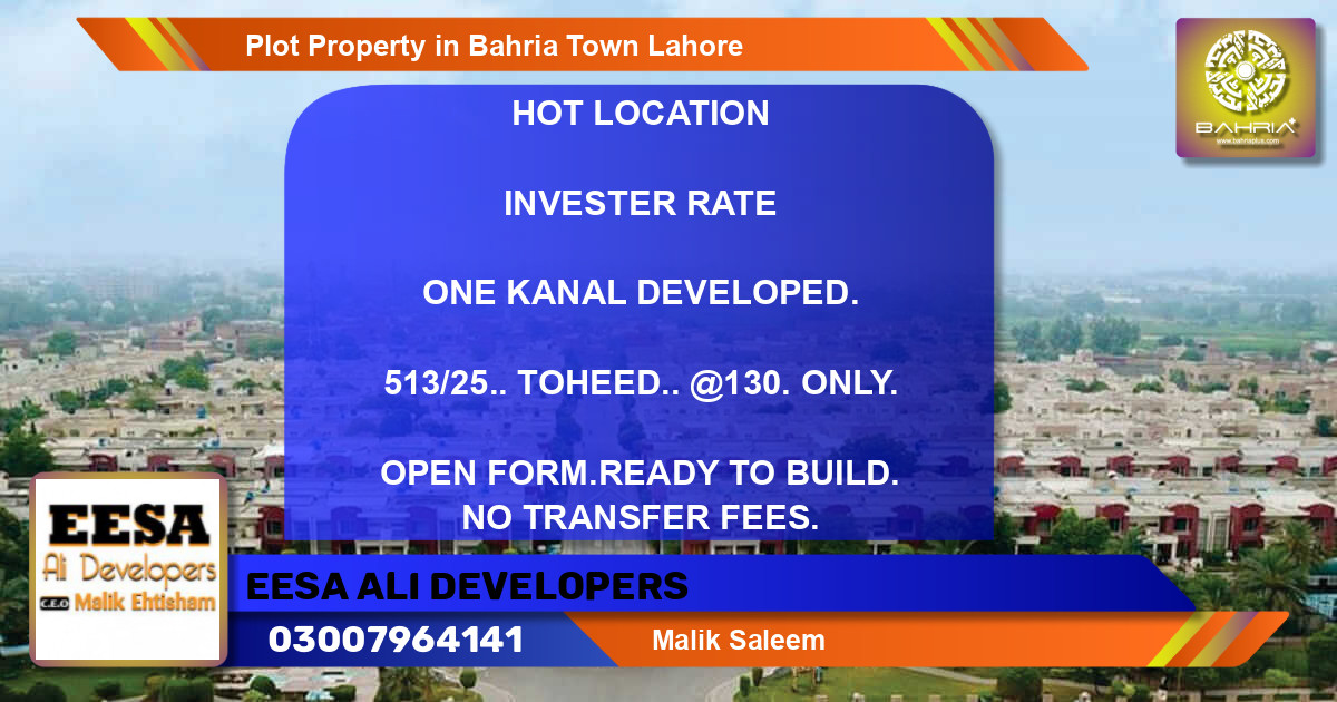 Residential Plot for Sale in Bahria Town, Lahore - (BP-43713)